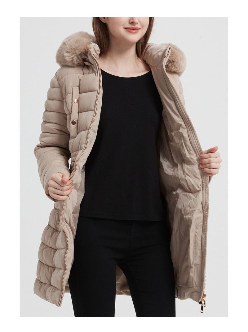 Doudoune Mi Longue Kebello Noir Noir - Kiabi