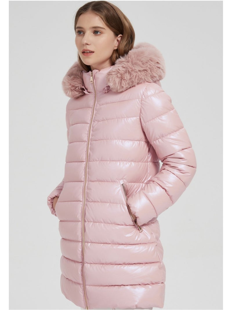 Doudoune mi longue kebello Rose - Kiabi