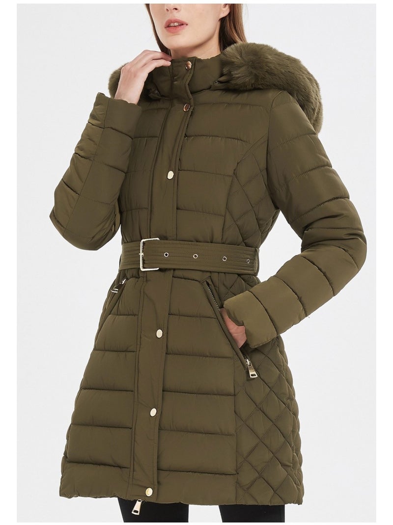 Doudoune Mi Longue Kebello Vert - Kiabi