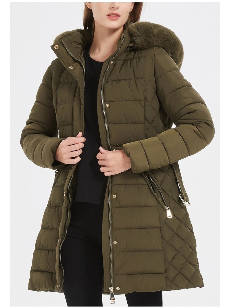 Doudoune Mi Longue Kebello Vert - Kiabi