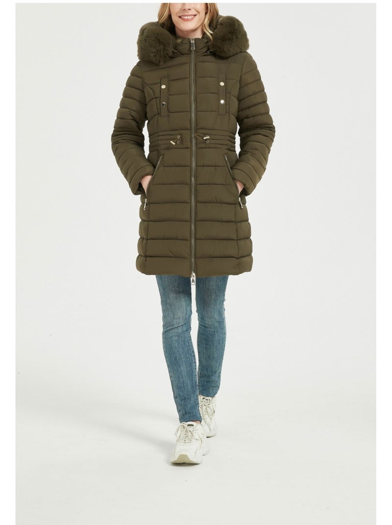 Doudoune Mi Longue Kebello Vert - Kiabi