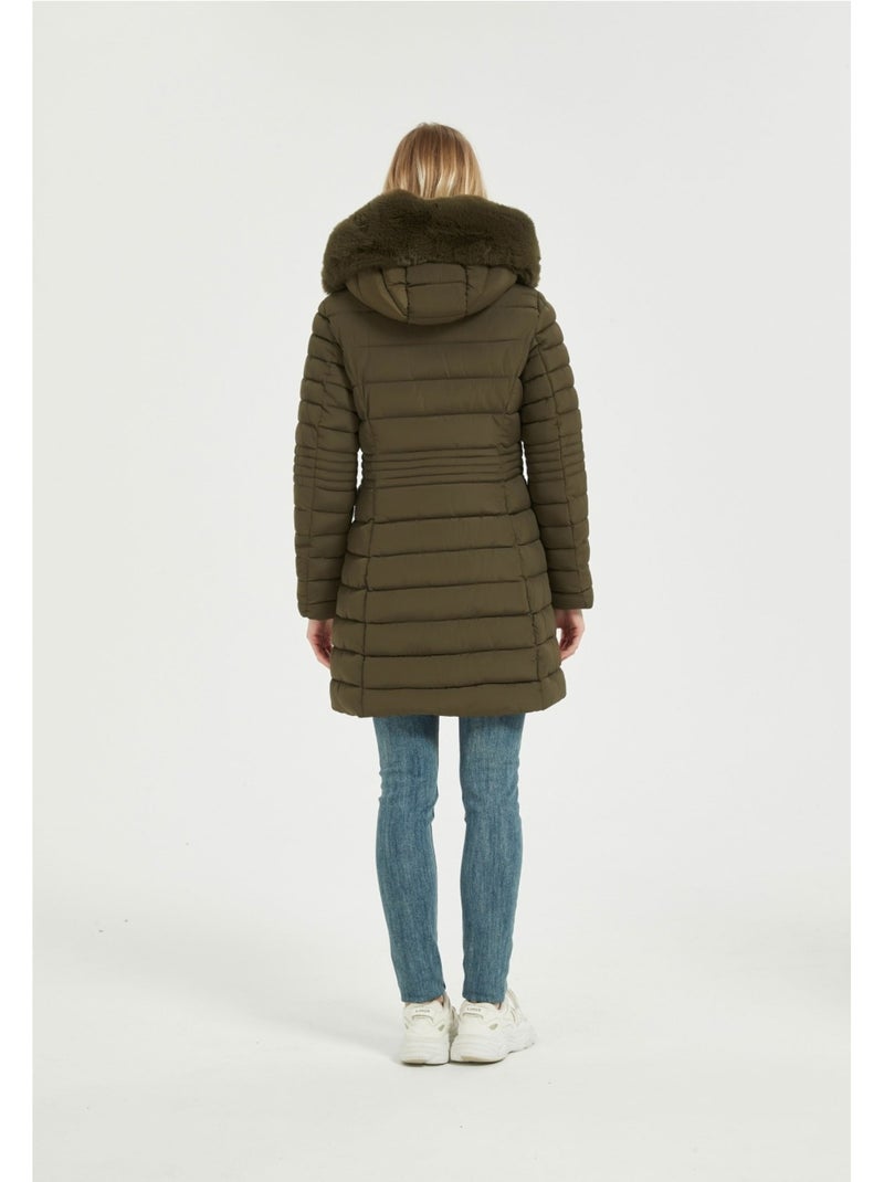 Doudoune Mi Longue Kebello Vert - Kiabi