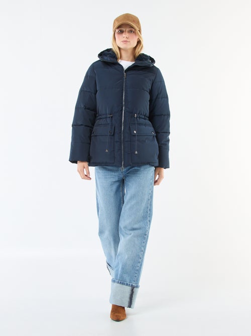 Doudoune mi-longue matelassée à capuche - Kiabi