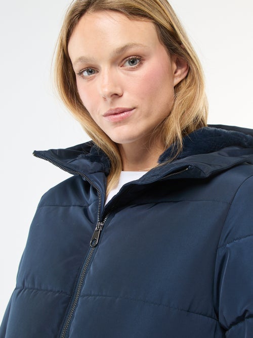 Doudoune mi-longue matelassée à capuche - Kiabi