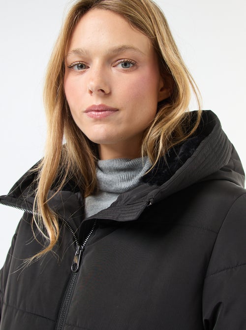 Doudoune mi-longue matelassée à capuche - Kiabi