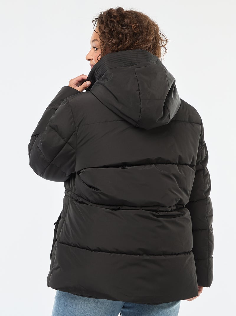 Doudoune mi-longue uni Noir - Kiabi