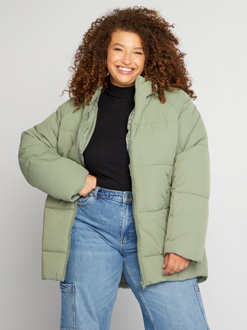 Doudoune mi-longue Vert - Kiabi