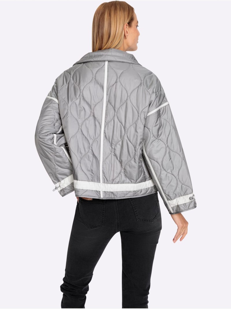 Doudoune Piquage Tendance - Taille Standard - Helline Gris - Kiabi