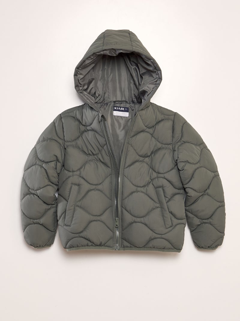 Doudoune quiltée à capuche Kaki - Kiabi