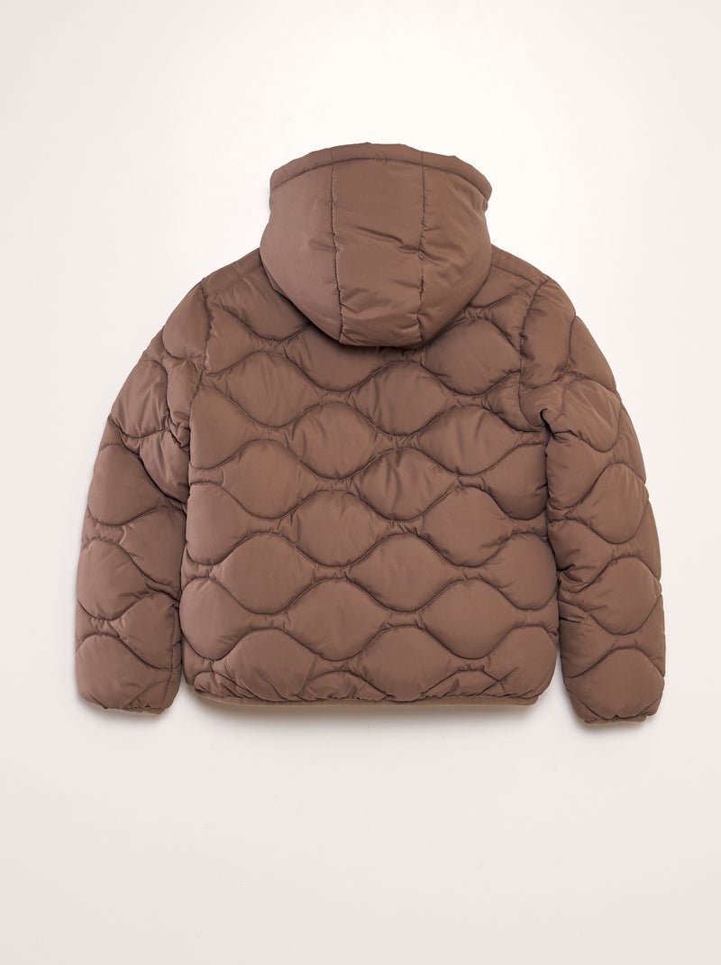 Doudoune quiltée à capuche Marron - Kiabi
