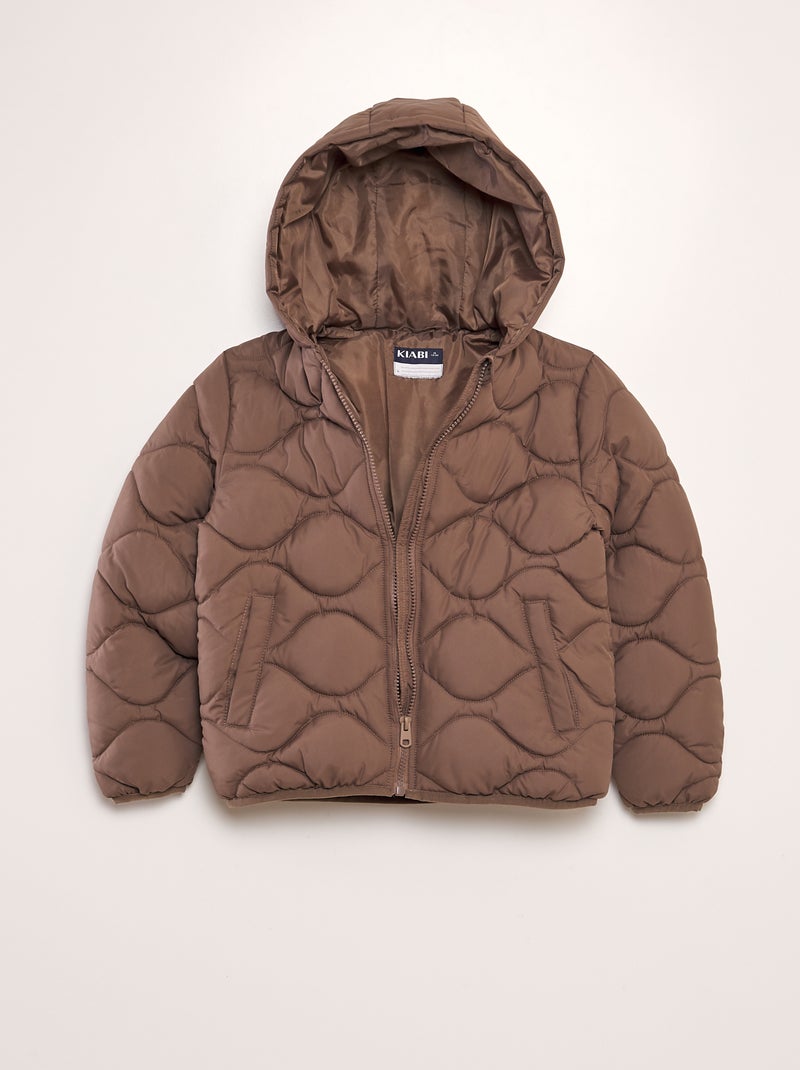 Doudoune quiltée à capuche Marron - Kiabi