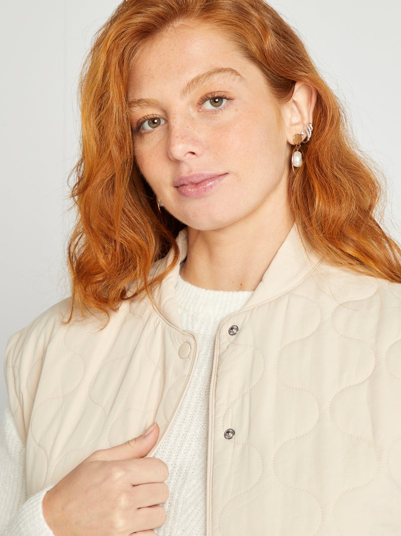 Doudoune quiltée avec manches amovibles Beige - Kiabi