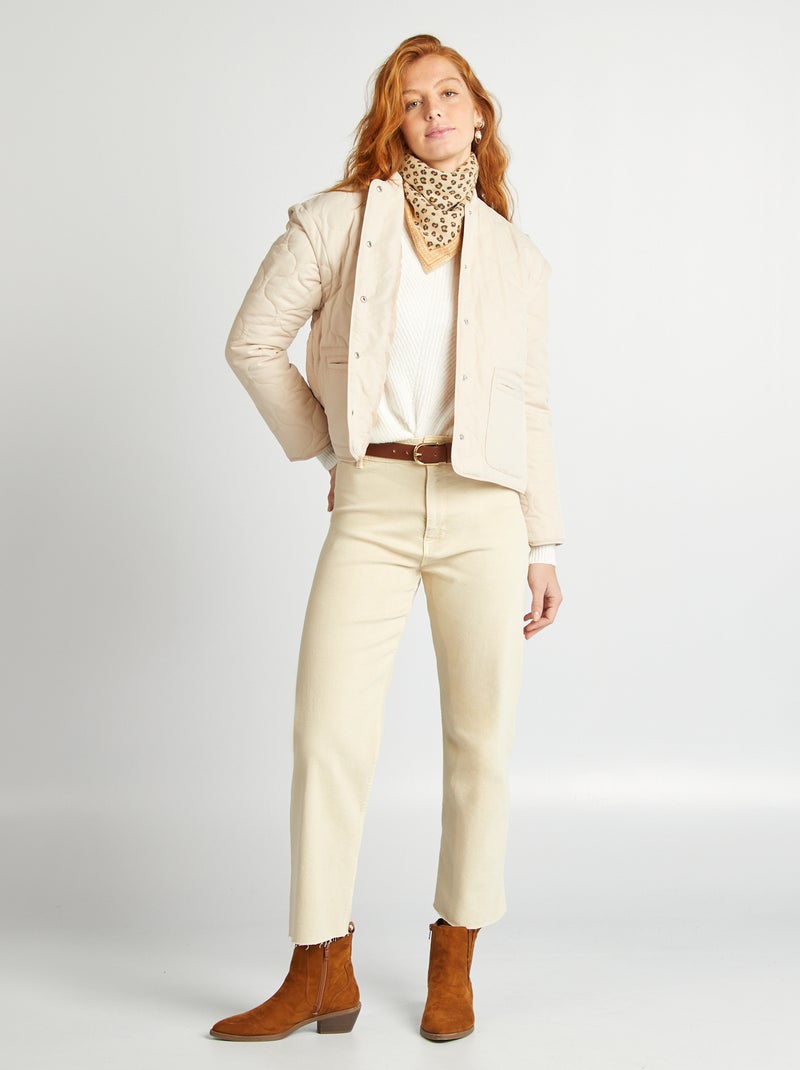 Doudoune quiltée avec manches amovibles Beige - Kiabi