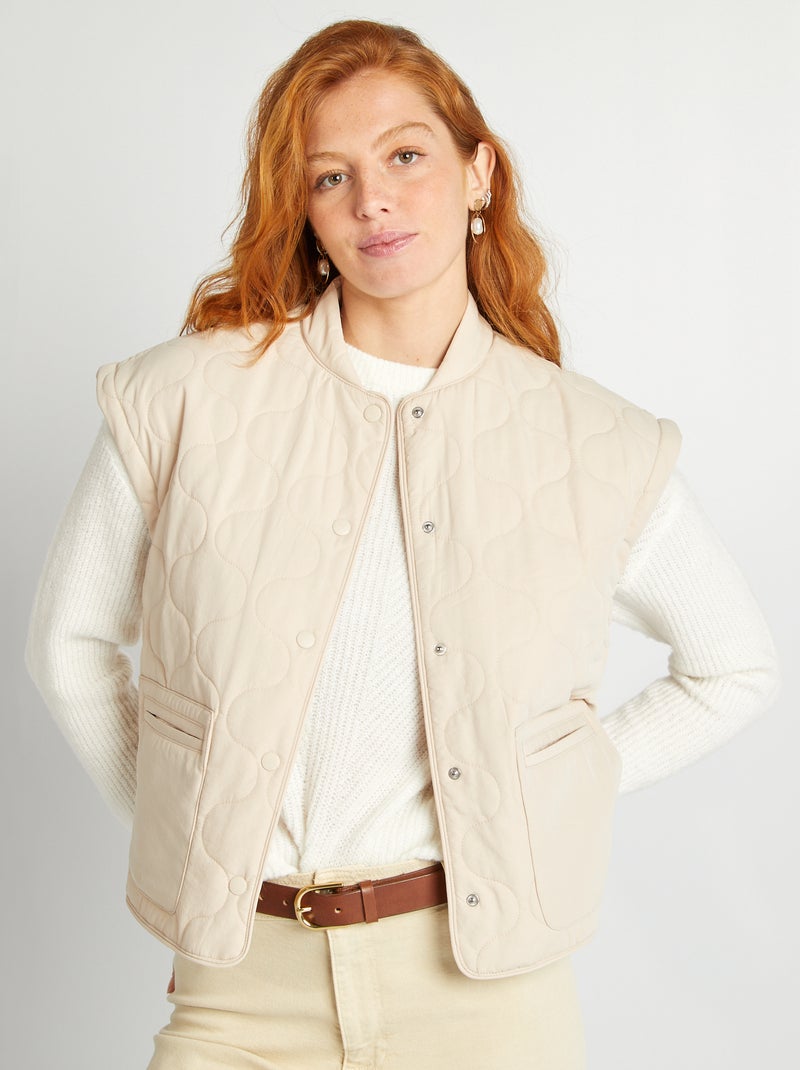 Doudoune quiltée avec manches amovibles Beige - Kiabi