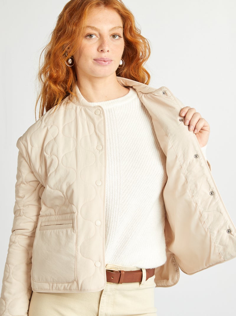 Doudoune quiltée avec manches amovibles Beige - Kiabi