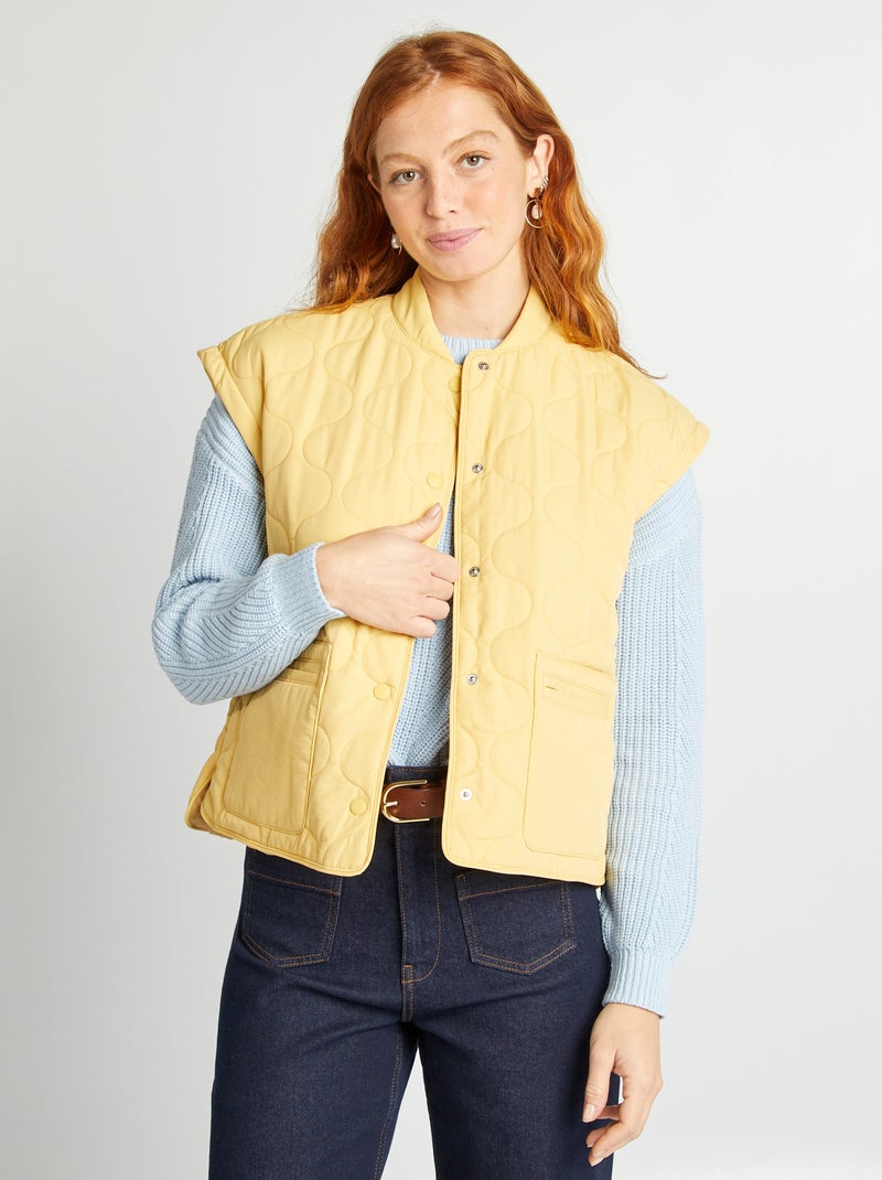 Doudoune quiltée avec manches amovibles jaune - Kiabi
