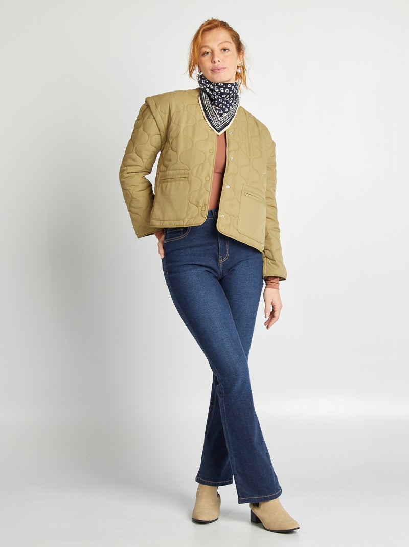 Doudoune quiltée avec manches amovibles Kaki - Kiabi