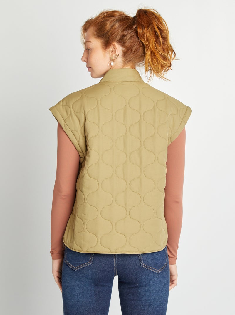 Doudoune quiltée avec manches amovibles Kaki - Kiabi
