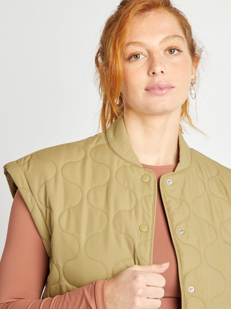 Doudoune quiltée avec manches amovibles Kaki - Kiabi