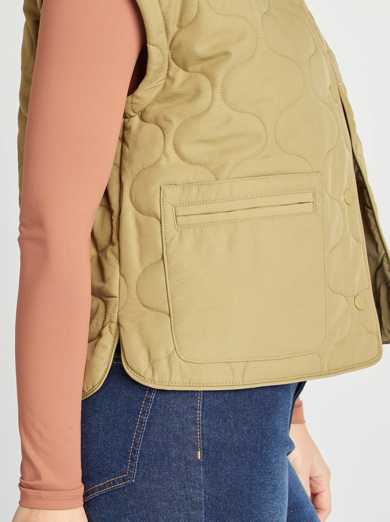 Doudoune quiltée avec manches amovibles Kaki - Kiabi