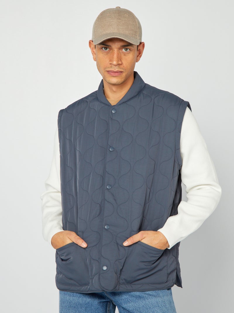 Doudoune quiltée manches amovibles Bleu marine - Kiabi