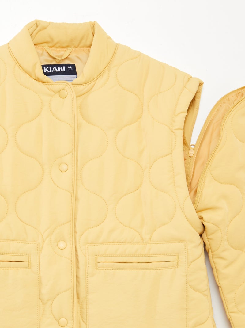 Doudoune quiltée manches amovibles jaune - Kiabi