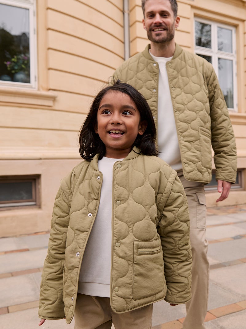 Doudoune quiltée manches amovibles Kaki - Kiabi