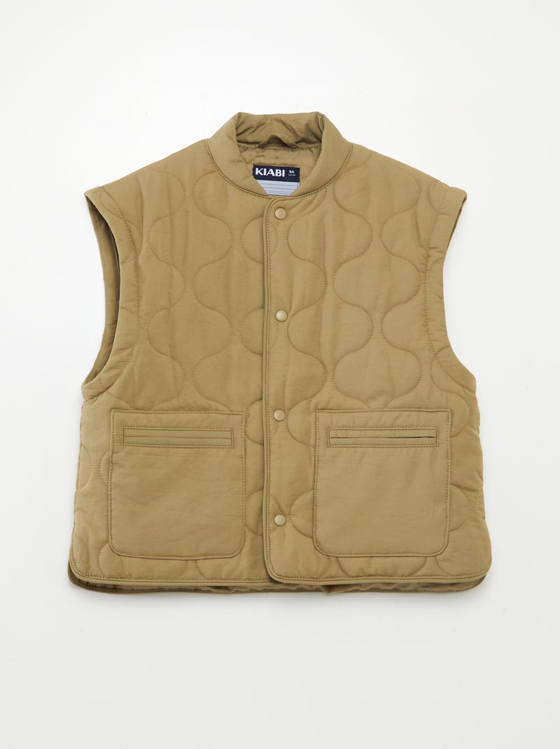 Doudoune quiltée manches amovibles Kaki - Kiabi