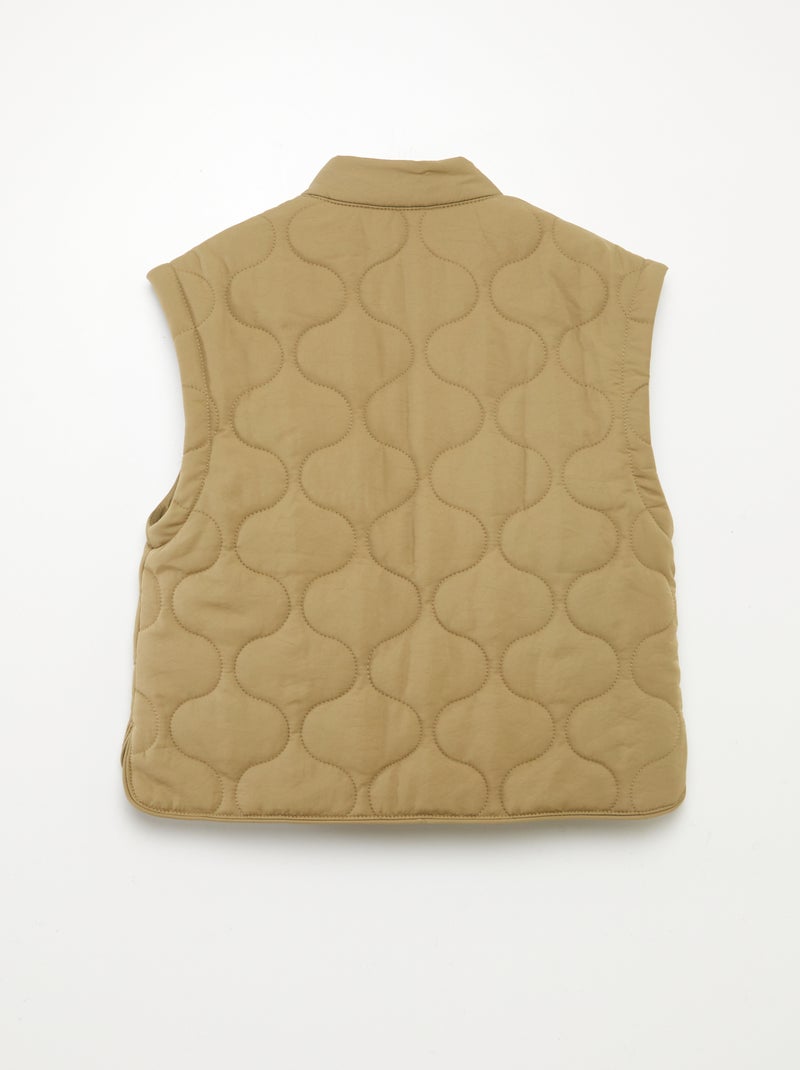 Doudoune quiltée manches amovibles Kaki - Kiabi