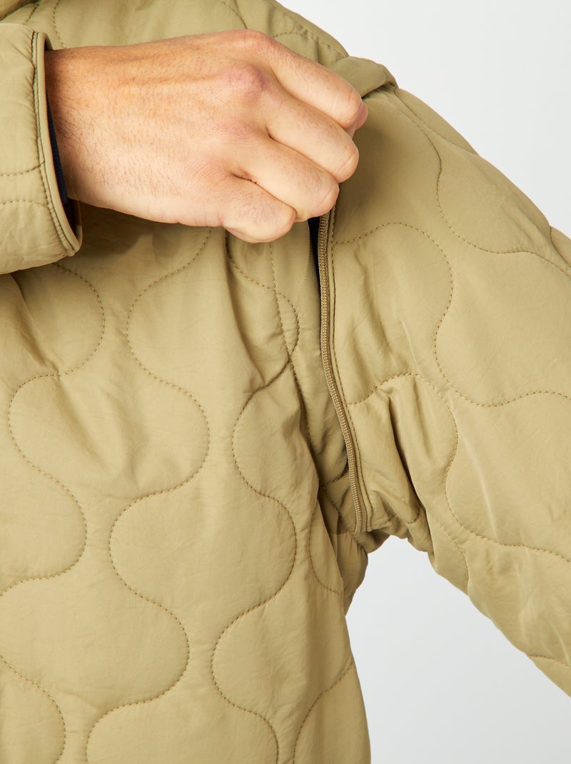 Doudoune quiltée manches amovibles Kaki - Kiabi