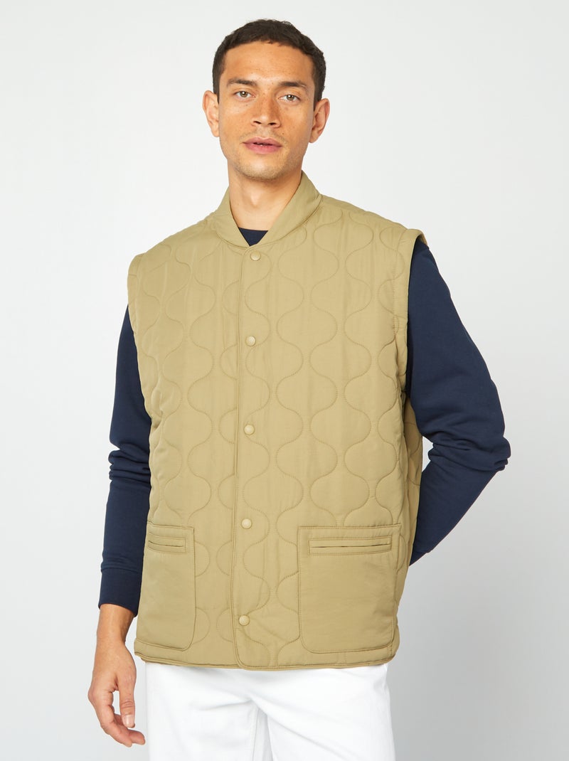 Doudoune quiltée manches amovibles Kaki - Kiabi