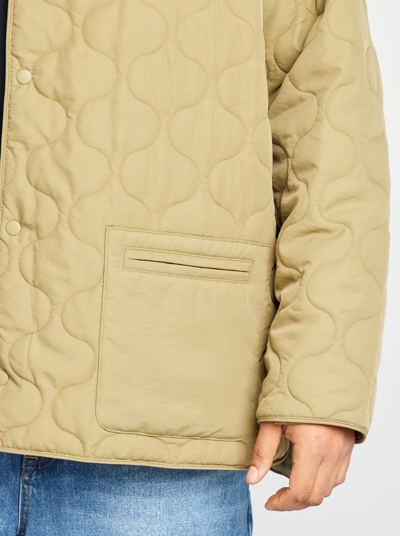 Doudoune quiltée manches amovibles Kaki - Kiabi