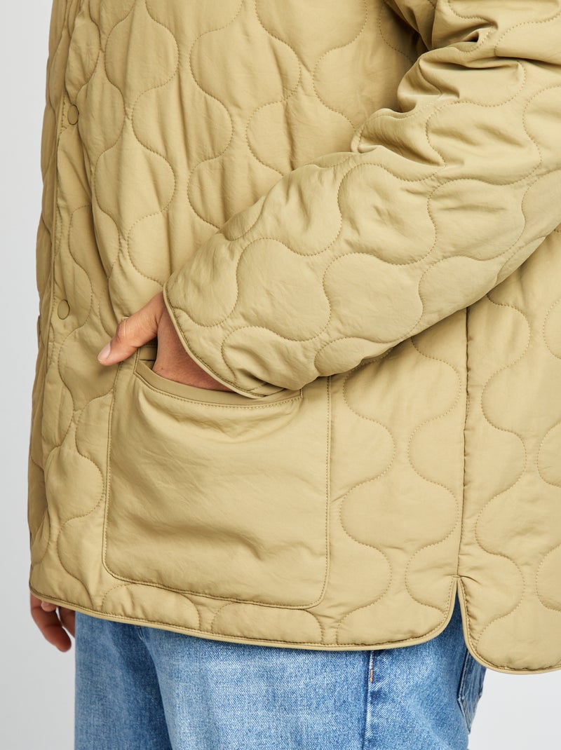 Doudoune quiltée manches amovibles Kaki - Kiabi