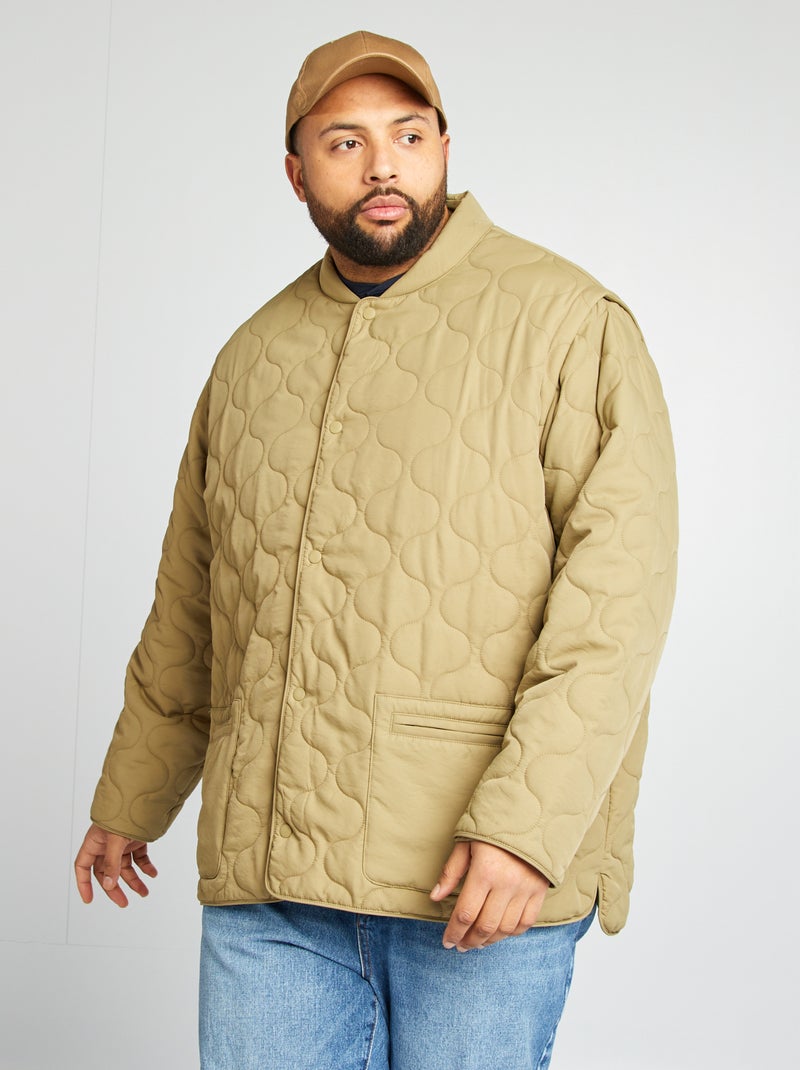 Doudoune quiltée manches amovibles Kaki - Kiabi