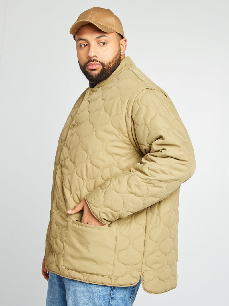 Doudoune quiltée manches amovibles Kaki - Kiabi