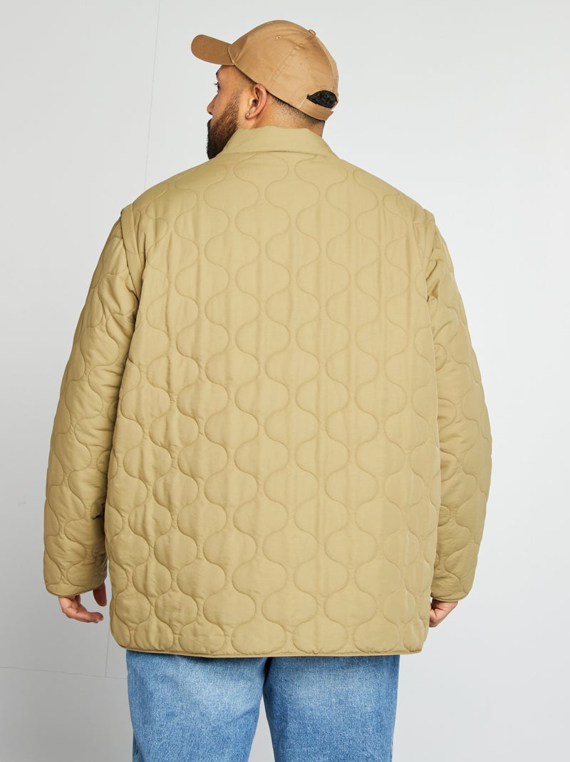 Doudoune quiltée manches amovibles Kaki - Kiabi