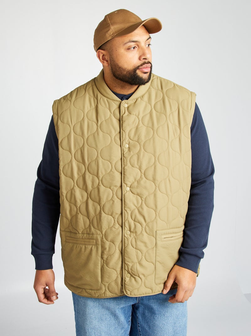 Doudoune quiltée manches amovibles Kaki - Kiabi