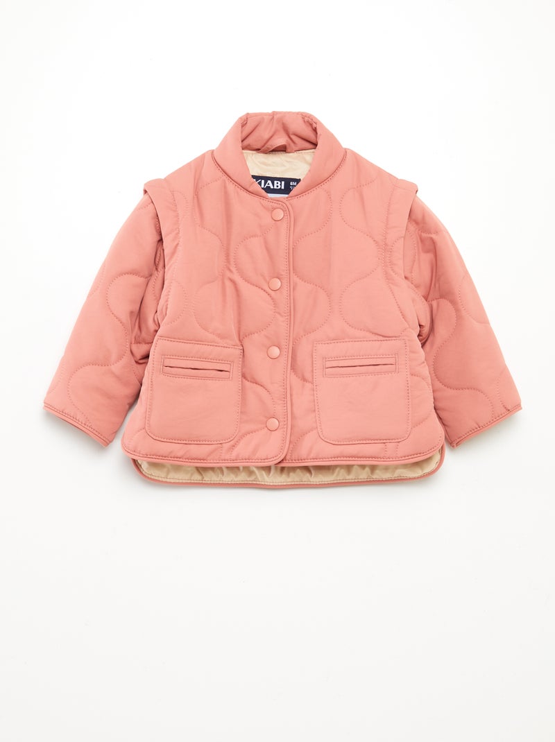 Doudoune quiltée manches amovibles Rose - Kiabi