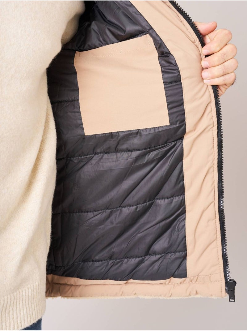 Doudoune regular homme bi-matière sherpa  'Deeluxe' Beige - Kiabi