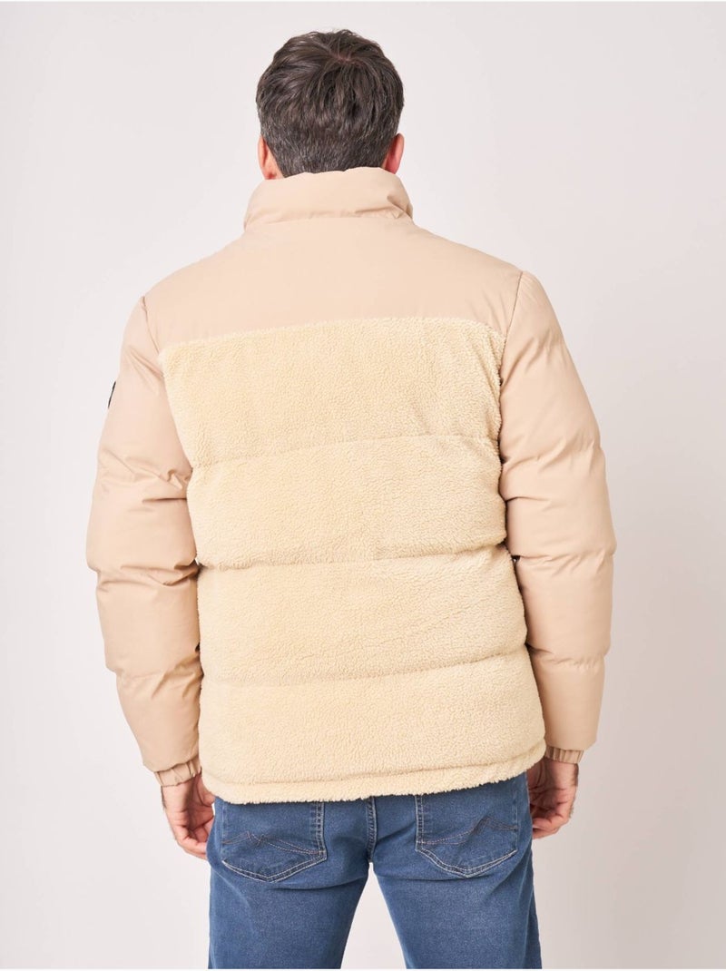 Doudoune regular homme bi-matière sherpa  'Deeluxe' Beige - Kiabi
