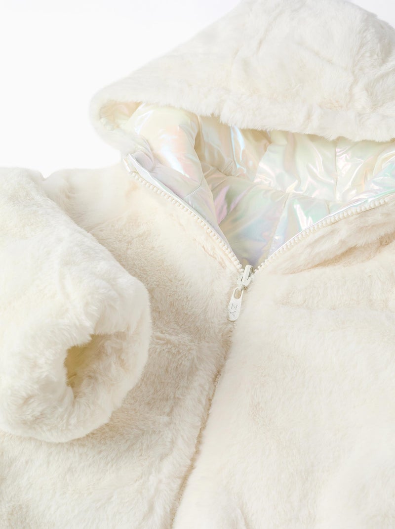 Doudoune réversible à capuche iridescent Blanc - Kiabi