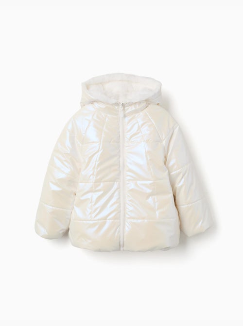 Doudoune réversible avec capuche et doublure en peluche douce synthétique - Kiabi Doudoune réversible avec capuche et doublure en peluche douce synthétique - Kiabi