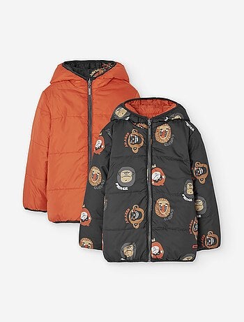 Doudoune réversible avec capuche et motif