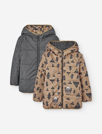 Doudoune réversible avec capuche et motif