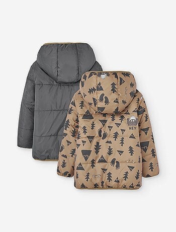 Doudoune réversible avec capuche et motif