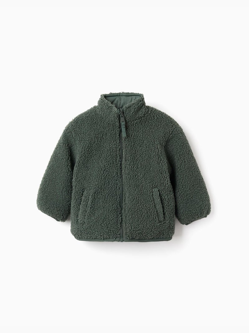 Doudoune réversible avec sherpa Vert foncé - Kiabi