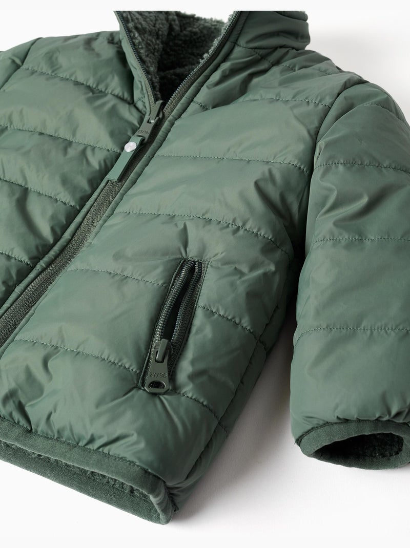 Doudoune réversible avec sherpa Vert foncé - Kiabi