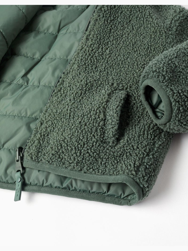 Doudoune réversible avec sherpa Vert foncé - Kiabi