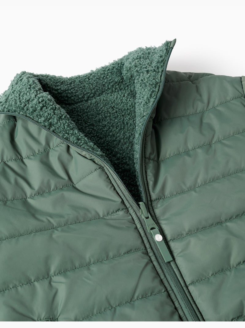 Doudoune réversible avec sherpa Vert foncé - Kiabi