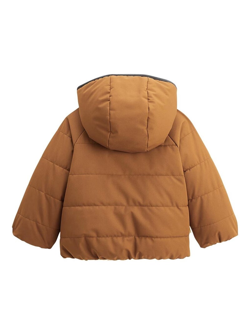 Doudoune réversible enfant imperméable avec capuche Constellation Camel - Kiabi